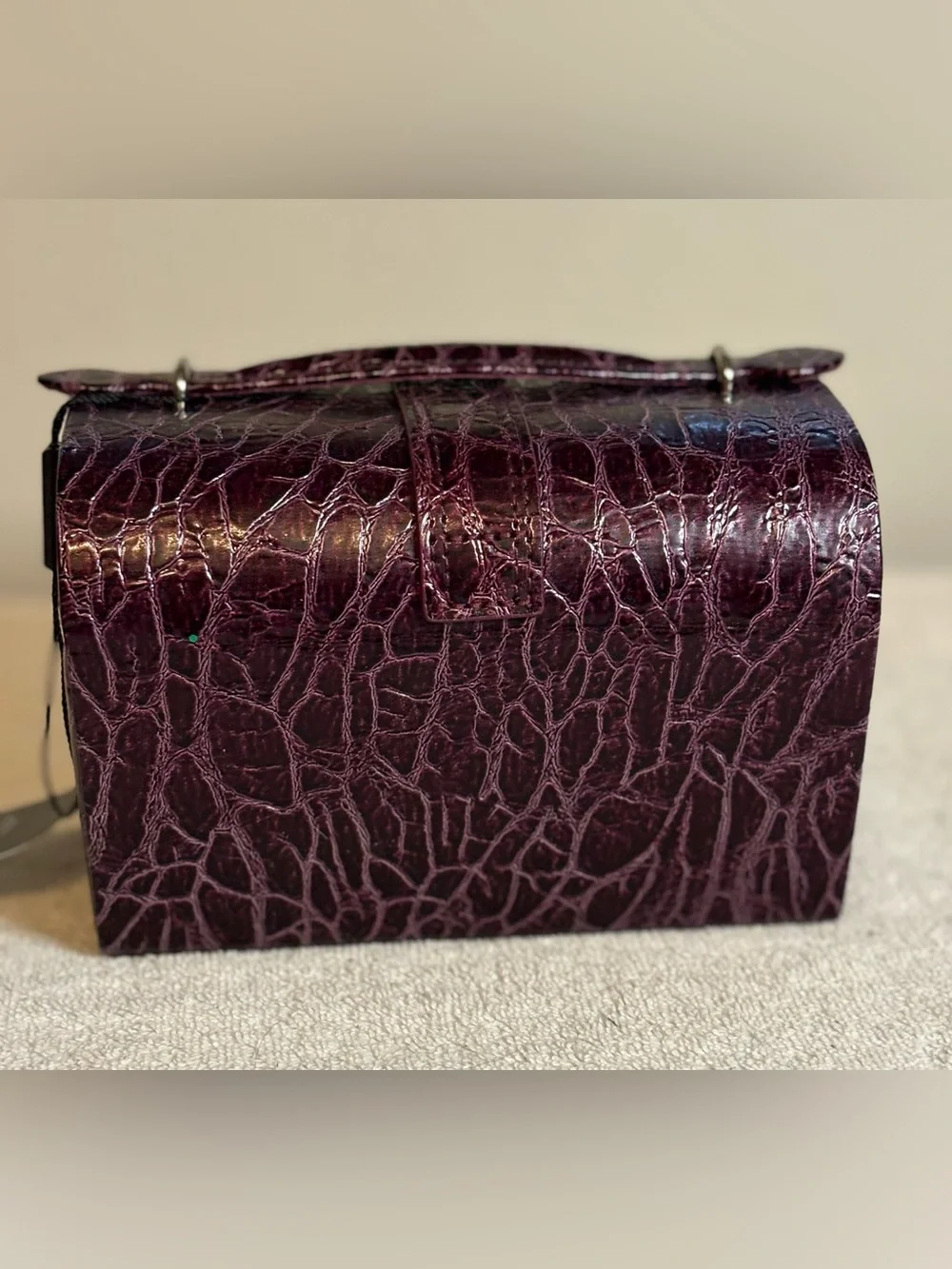 NWT Tuscan Designs Eggplant Crocodile Print Travel Jewelry Case